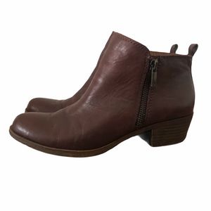 Lucky Brand Basal Leather Ankle Boot in Raisin